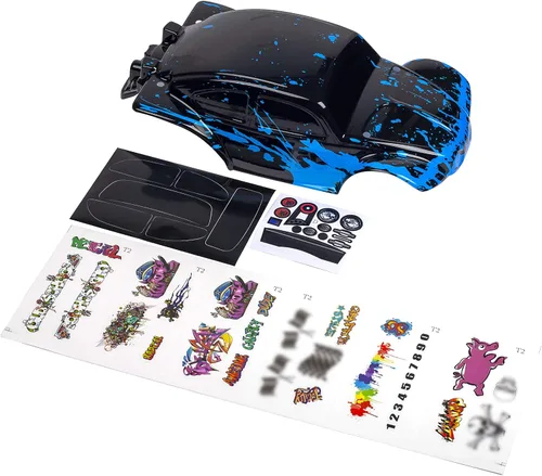 Vista 3 de SummitLink Cuerpo personalizado azul fangoso sobre negro compatible con escala 1/10 RC coche o camión (camión no incluido) STB-BB-01