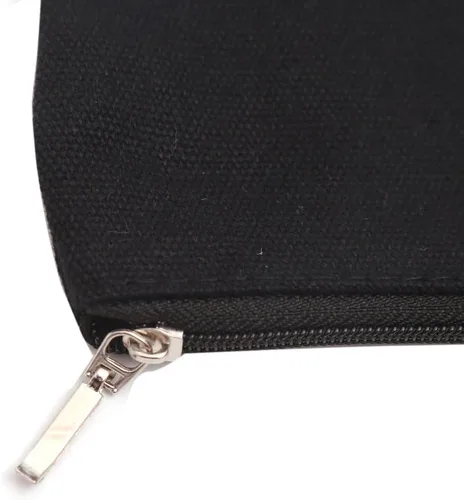 Vista 4 de 100% algodón 12oz lona cremallera cosméticos maquillaje joyería bolsa monedero monedero cambio titular 6-pack Negro