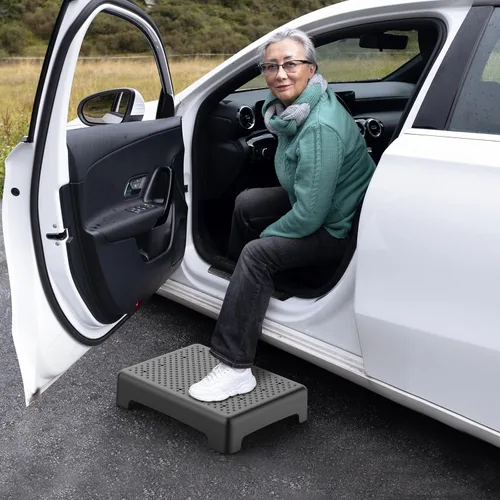 Vista 2 de HBTower Taburete de movilidad para adultos y personas mayores, plataforma antideslizante para interiores y exteriores, elevador portátil, escalón