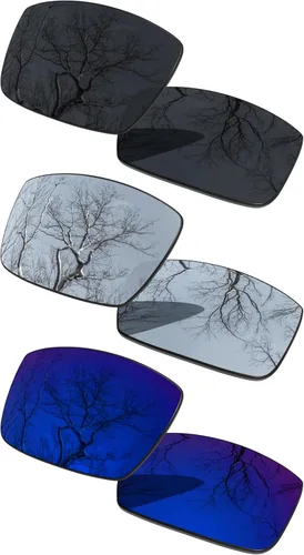 Vista 13 de 3 Pair Polarized Replacement Lenses for Oakley Gascan OO9014 Pack Cromo negro y plateado y oro de 24 quilates
