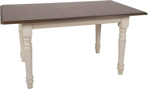 Vista 6 de Sunset Trading Andrews - Mesa de comedor rectangular extensible con hojas de mariposa de 60 pulgadas Madera blanca antigua/marrón castaño