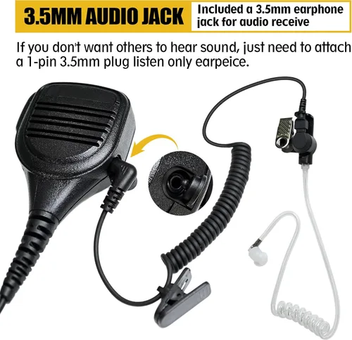 Vista 3 de WODASEN APX 6000 Walkie Talkie remoto altavoz de mano Mic Jamón Radio Hombro Micrófono con 0.138 in Audio Jack para Motorola APX 900 4000 7000 8000