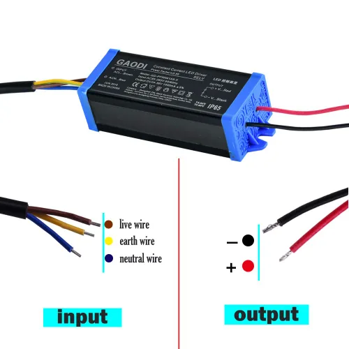 Vista 4 de Transformadores/conductor de corriente constante al aire libre de 50W, AC85-265V, DC24-36V 1500mA aislado, IP65 impermeable, adaptador de fuente