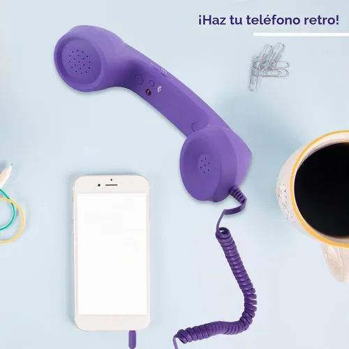 Vista 6 de Auricular retro para teléfono, auricular de teléfono para teléfono celular tipo C con conector de 0.138 in, receptor de teléfono móvil, micrófono
