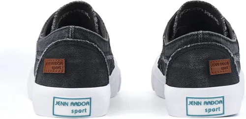 Vista 5 de JENN ARDOR Tenis de moda para mujer, bajos, hechos de tela sin cordones, fáciles de poner