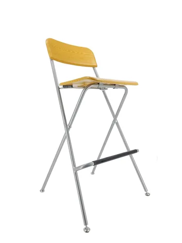 Vista 3 de FixtureDisplays® Silla alta plegable Taburete de bar Silla plegable de metal de madera de dos paquetes 11036