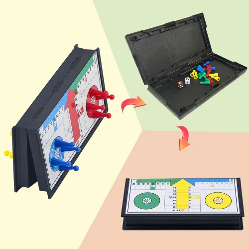 Vista 7 de Ludo - Juego de mesa de juego de 9.8 pulgadas, plegable magnético, juego de estrategia clásico de viaje para niños y adultos (ángulo derecho)