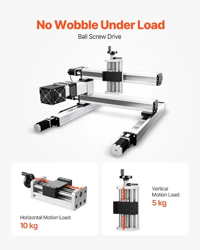 Vista 5 de VEVOR Actuador de etapa lineal, carrera efectiva de 100 mm, guía de movimiento lineal CNC de husillo de bolas, eje óptico doble, C7 de alta