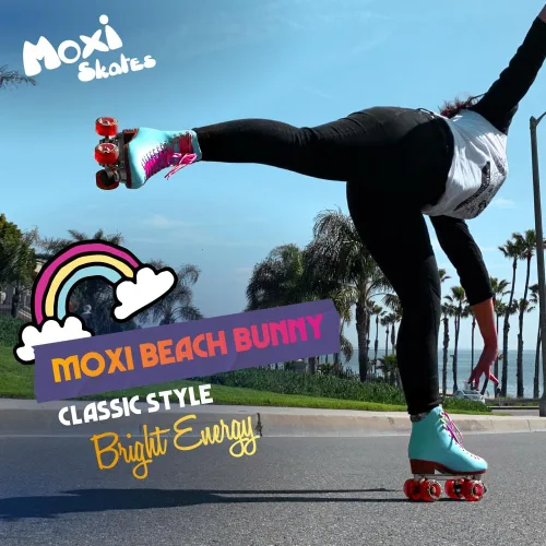 Vista 3 de Moxi Beach Bunny - Patines de ruedas para mujer, colorido, ajuste de precisión con ruedas de alto rebote, forro y acolchado que absorben la humedad