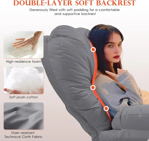 Vista 3 de High Back Desk Chair,Big and Tall Office Chair with Footrest,Ergonomic Computer Leather High Back Executive Lumbar Support for Heavy People,Gray