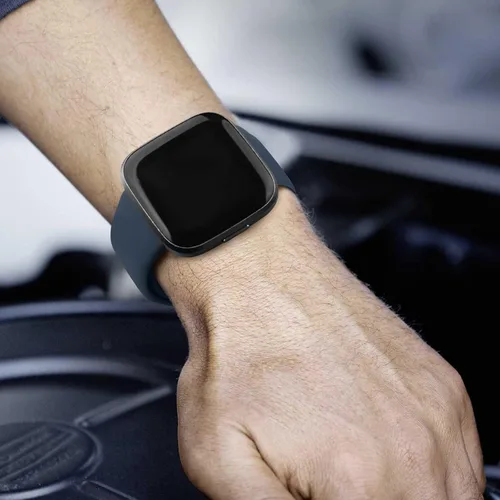 Vista 6 de AK Correas de silicona compatibles con Fitbit Versa 2, correas clásicas suaves de repuesto para reloj inteligente Fitbit Versa (azul abismo)