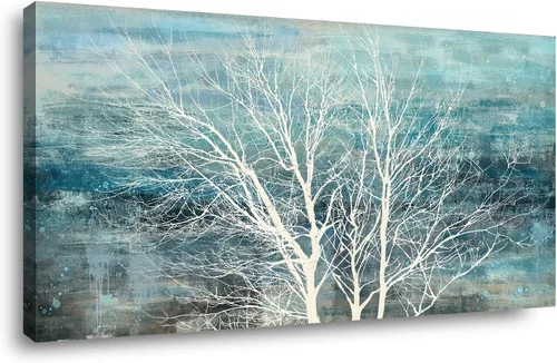 Vista 16 de Sxurmtiie Lienzo decorativo para pared, arte abstracto, fantasía azul, grafiti colorido sobre fondo blanco, 32 x 48 pulgadas, arte moderno