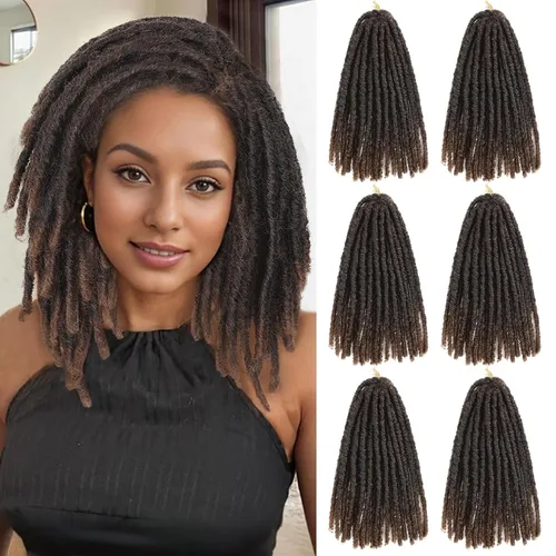 Vista 31 de WIGNEE Cabello de Ganchillo 120 Hebras Locs Sintéticos 8 Pulgadas Locs Suaves Pre-Trenzados 6 Paquetes Cabello de Ganchillo Pre-Anudado para Mujeres