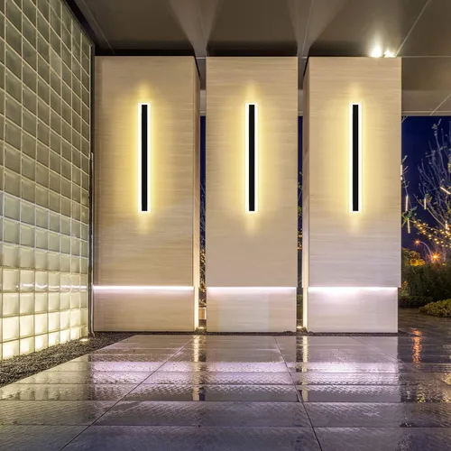 Vista 7 de Moderno aplique de pared para exteriores, acrílico blanco esmerilado, 23.6 pulgadas
