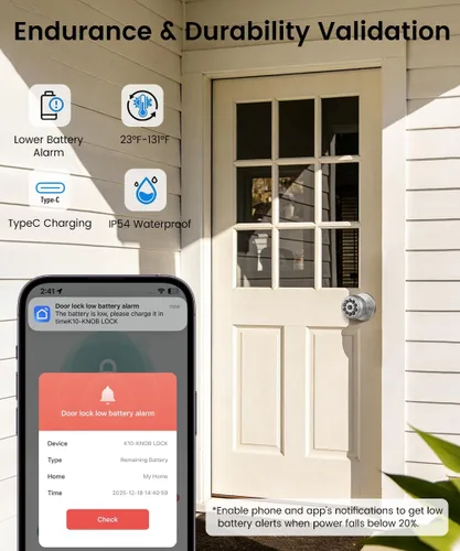 Vista 3 de KLLOQUE Smart Door Lock,Smart Keypad Door Knob with Lock,Bright Silver