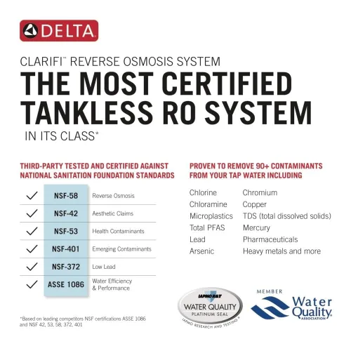 Vista 2 de Delta Faucet Clarifi Sistema de filtro de agua de ósmosis inversa debajo del fregadero, Filtro de agua RO de 6 etapas, Sistema de filtración de agua