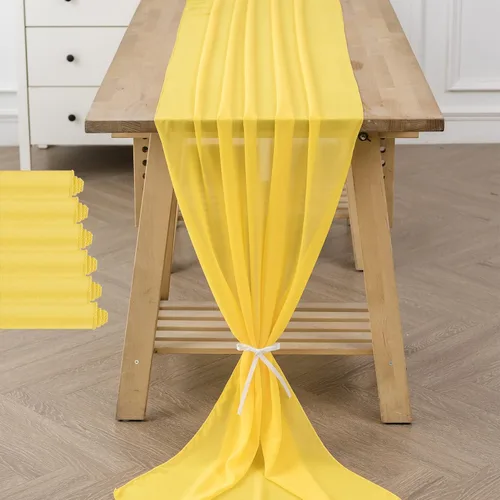 Vista 22 de Paquete de 2 caminos de mesa de gasa de 10 pies de 29 x 120 pulgadas, camino de mesa romántico transparente para boda, fiesta de cumpleaños