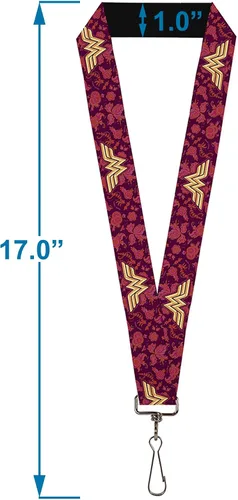 Vista 3 de Hebilla Abajo Cordón-1.0 "-Mujer Maravilla Logo/Floral Collage Púrpura/Pin
