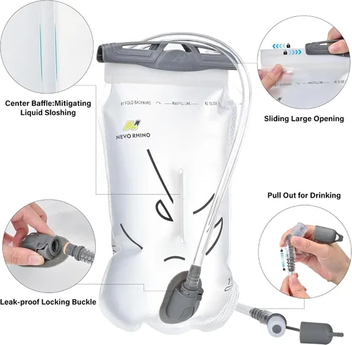 Vista 8 de N NEVO RHINO Running Hydration Vest with 1.5L Water Bladder & Dual 500ml Soft Flask for Men Women,Adjustable Lightweight 5L Water Backpack for