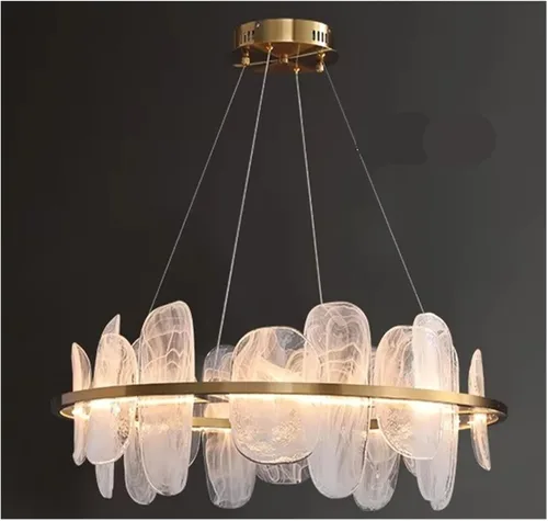 Vista 10 de Gold Ring Cloud Glass Pendant Lamp Cloud Glass Adjustable Ceiling Pendant Light Luxury Gold Ring Hanging Light Crystal Ceiling Chandelier for Living