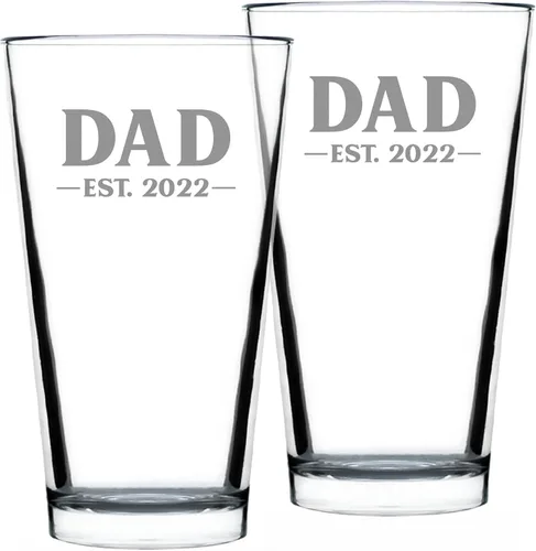 Vista 19 de Dad Est 2023 - Regalo de Vaso de Pinta para Nuevo Padre Primerizo - Vasos Llamativos de 16 Oz Bevvee Dad gift ideas for fathers, husbands and