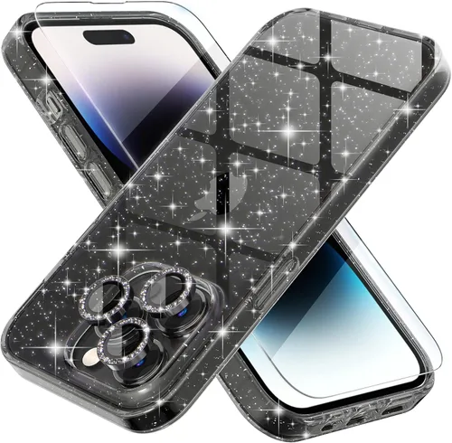Vista 48 de Choiche, funda para iPhone 14 de mujer, brillante, protección de grado militar, 2 cubiertas de lentes de cámara Diamond, 2 protectores de vidrio