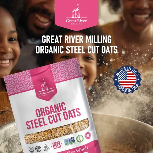 Vista 8 de Great River Milling Avena orgánica cortada de acero Grano entero, sin OMG, Kosher abundante saludable Textura y sabor ricos Perfecto