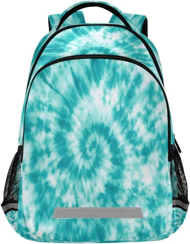 Vista 30 de ALAZA Mochilas de viaje con diseño de mariposa, luna y estrella, color azul turquesa, mochila escolar para hombres, mujeres, adolescentes y niños