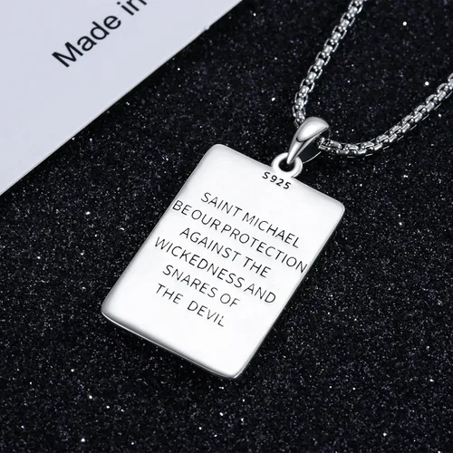 Vista 6 de Collar con medalla de San Patrón, plata de ley 925, collar con colgante de protección, joyería católica, regalos para hombres y mujeres