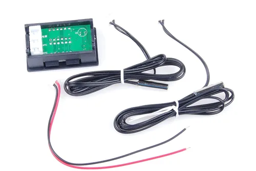 Vista 4 de Sondas impermeables NTC de 2 canales CC 5V-80V -58℉ a 257℉ LED azul + rojo termómetro digital de precisión de alta temperatura termómetro industrial
