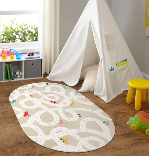 Vista 8 de LIVEBOX Alfombra de Juego Antideslizante Azul de 3'x5' para Niños, Alfombra de Carretera Lavable a Máquina para Sala de Juegos, Alfombra de Sala