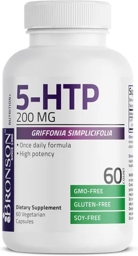 Vista 5 de Bronson 5-HTP 200mg (5-hidroxitriptófano) Griffonia Simplicifolia Sin OMG, 60 Cápsulas Vegetarianas