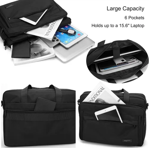 Vista 3 de natyrlpog Maletín para laptop de 15.6 pulgadas para hombres y mujeres, impermeable, de nailon, ligero, para el hombro, para negocios, oficina