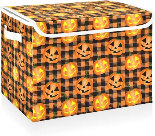 Vista 11 de CaTaKu Contenedores grandes de tela con tapas, cajas de almacenamiento de bastones de caramelo de Navidad con asas para organizar la ropa, cubos