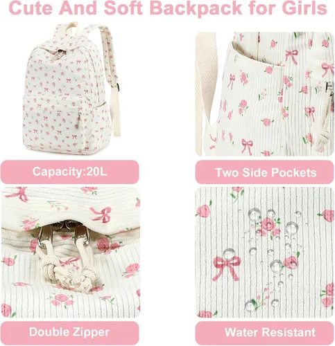 Vista 6 de BTOOP Mochilas escolares para adolescentes y niñas, mochila ligera para niños, juego de bolsas escolares con lonchera y estuche para lápices