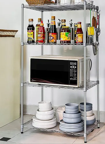 Vista 3 de N&F Hlyluoyi - Estantería de garaje de 4 niveles, estantes de metal para almacenamiento resistente (176 libras por estante utilitario), organizador