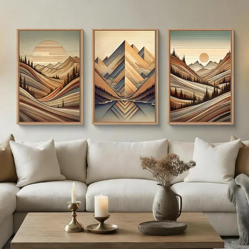 Vista 28 de Lienzo decorativo abstracto grande con marco naranja quemado, decoración de pared azul neutro y negro, arte moderno con pinceladas, impresión