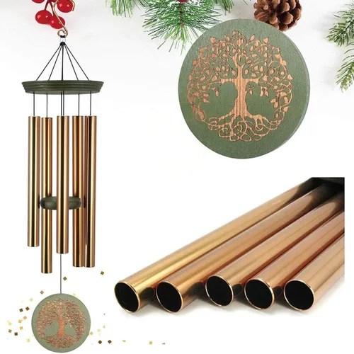 Vista 12 de Campanillas de viento para exteriores, campanillas de viento al aire libre para madre y abuela - Gran decoración colgante de jardín con grabado