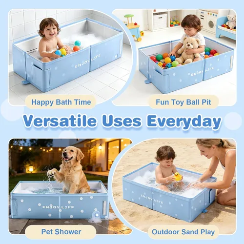 Vista 4 de Bañera para niños pequeños para ducha, bañera plegable para bebé, bañera portátil para niños y bañera plegable para niños pequeños de 1 a 8 años