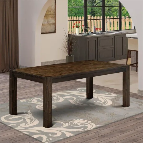 Vista 2 de East West Furniture LM7-07-T Lismore Mesa de Comedor Moderna - Mesa Rectangular Rústica Estilo Granja, 40 x 72 Pulgadas, Jacobean