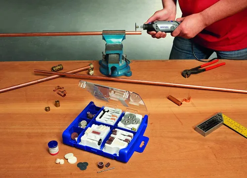 Vista 3 de Dremel 723 EZ SpeedClic Juego de accesorios – 100 accesorios de herramientas rotativas para cortar, tallar, lijar, limpiar, rectificar, pulir