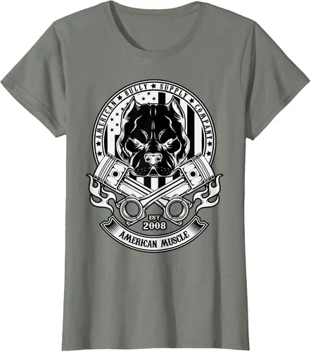 Vista 13 de American Muscle - Camiseta de cabeza dura Pit Bull American Bully, Negro, S