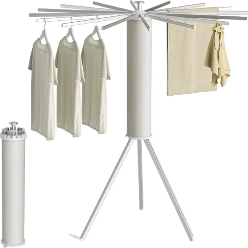 Vista 9 de SUNOUTLY Estante de Secado de Ropa con Trípode, Estante para Ropa Portátil y Plegable que Ahorra Espacio para Secar Ropa - Estante Secador de Ropa