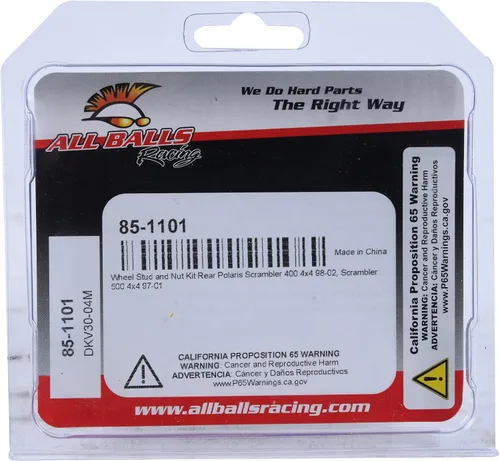 Vista 4 de All Balls Racing 85-1101 - Kit de pernos y tuercas de rueda compatible con/repuesto para Polaris Scrambler 400 4x4 1998-2002, Scrambler 500 4x4