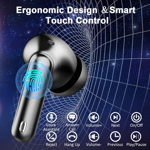 Vista 2 de Auriculares inalámbricos Bluetooth con cancelación de ruido, auriculares Bluetooth 5.4 con controladores dinámicos estéreo, 40H de tiempo