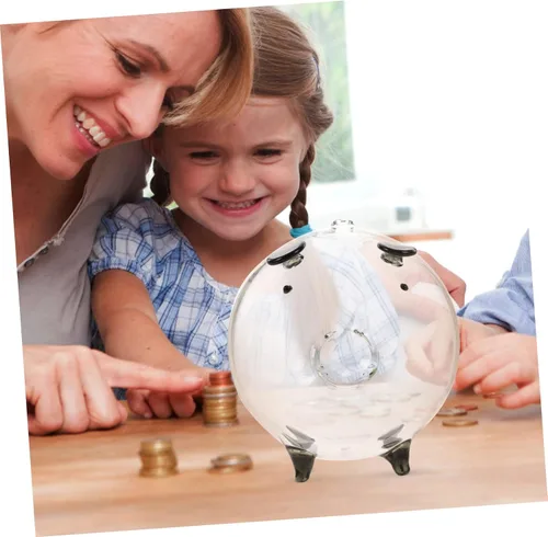 Vista 7 de Caja de dinero de cristal, hucha para niños y niñas, alcancía en forma de cerdo