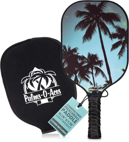 Vista 7 de Palms-O-Aces Carbon Fiber Pickleball Paddle – USAPA Approved 16mm T700 Graphite Paddle with Textured Spin Surface Lightweight Carbon Fiber