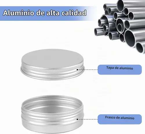 Vista 4 de Paquete de 12 latas de 2 onzas con tapas, pequeños recipientes de metal Plata