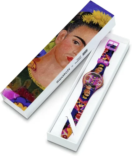 Vista 3 de Swatch Reloj de cuarzo de Frida Kahlo para hombre, Rosado