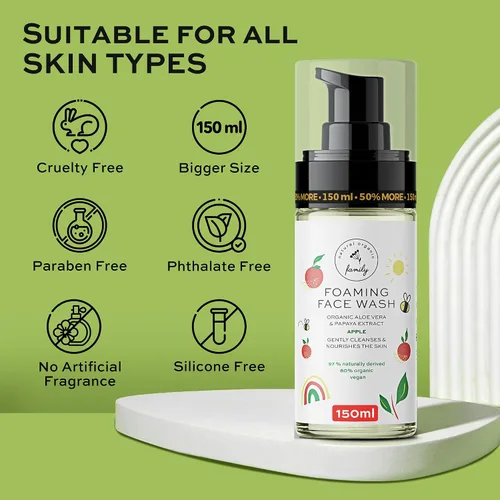 Vista 8 de Limpiador Facial Espumoso Orgánico para Niños - Cuidado Natural de la Piel para Niñas Adolescentes 10-12 - Jabón Hidratante, Exfoliante y No Tóxico